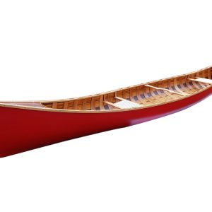 Red Wooden Ribbed Canoe (16ft) - OMH (K187)